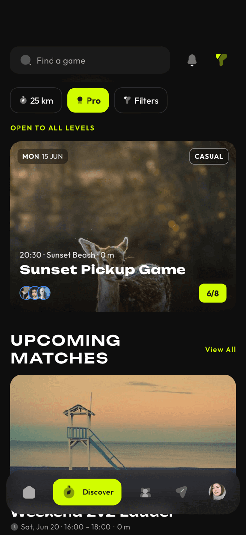 OnSand Discover screen